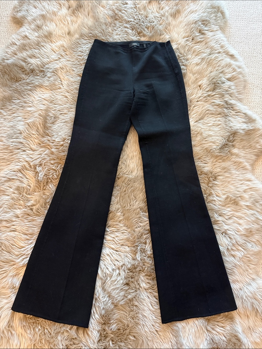 Theory Black Flared Wide-Leg Jeans